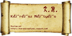 Kárász Mátyás névjegykártya